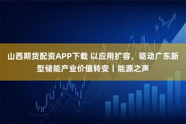 山西期货配资APP下载 以应用扩容，驱动广东新型储能产业价值转变丨能源之声